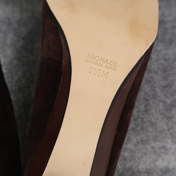 Michael Kors Shoes Women 8.5 Wedge Pump Leather Fashion Ballet Flat Brown Buckle - Picture 13 of 14